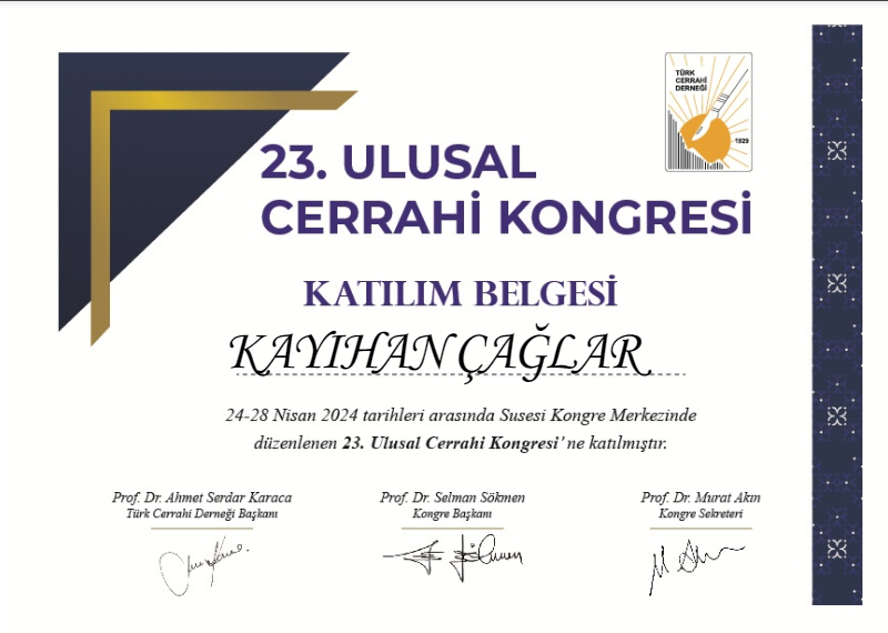 23. Ulusal Cerrahi Kongresi'ne Katılım Sağlamıştık